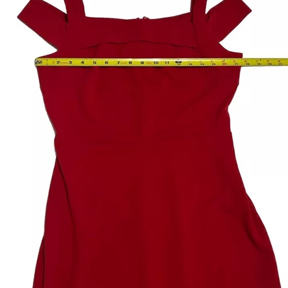 WesleeRose Red Size 8 Pencil Dress below knee length unlined - Picture 10 of 12